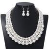 Trendy Multi-layer Pearl Choker Necklace & Earring Set - Popular In Europe