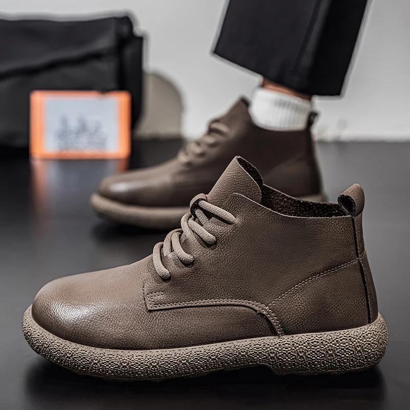 

Fashion Men Ankle Boots Brown Short Boots Luxury Shoes Designed for Pilots Durable Structure, Fashionable Flat Shoes Ideal for Cities 39 коричневый