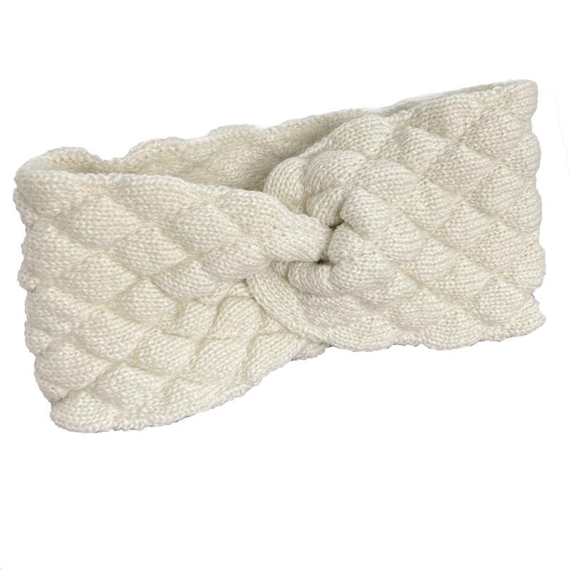 Woolen Criss-Cross Argyle Headband: Wide Warm Winter Hair Accessory