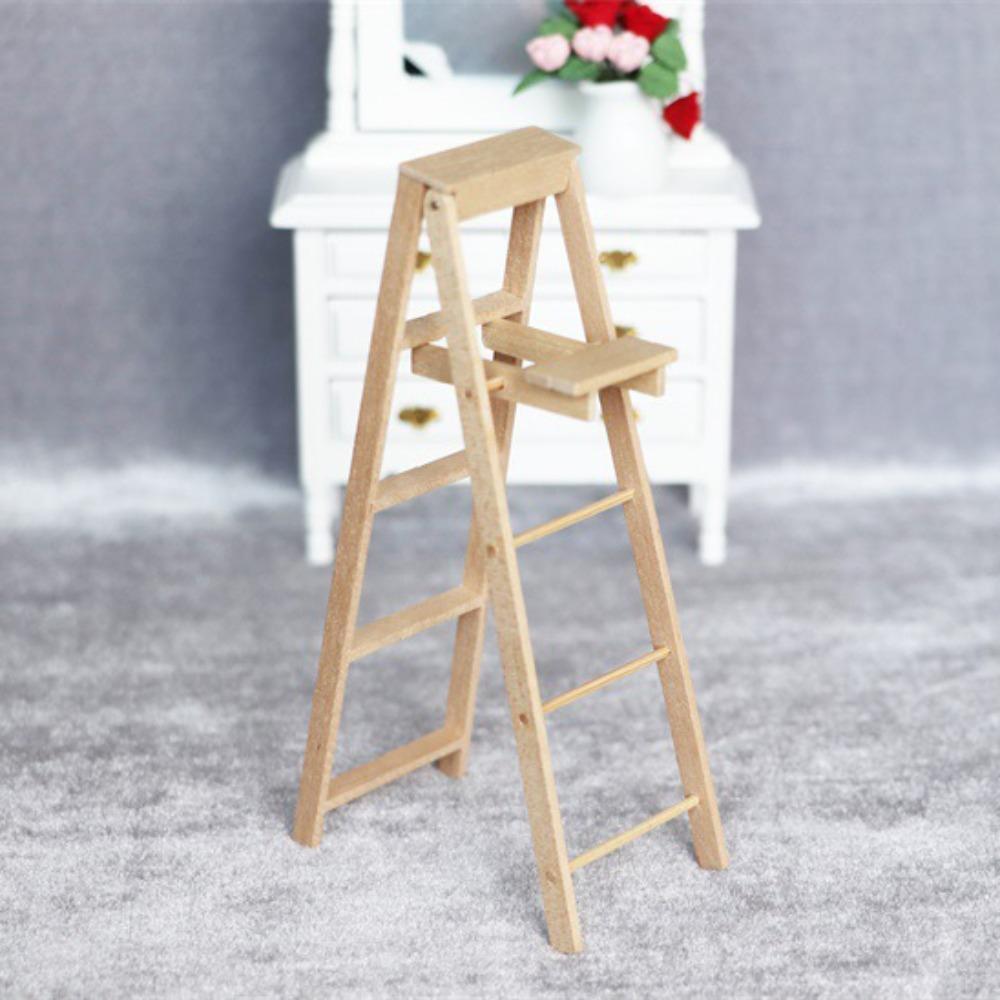 Miniature Model Wooden Ladder Dollhouse Creative Figurine Stairs Toys  home Decoration