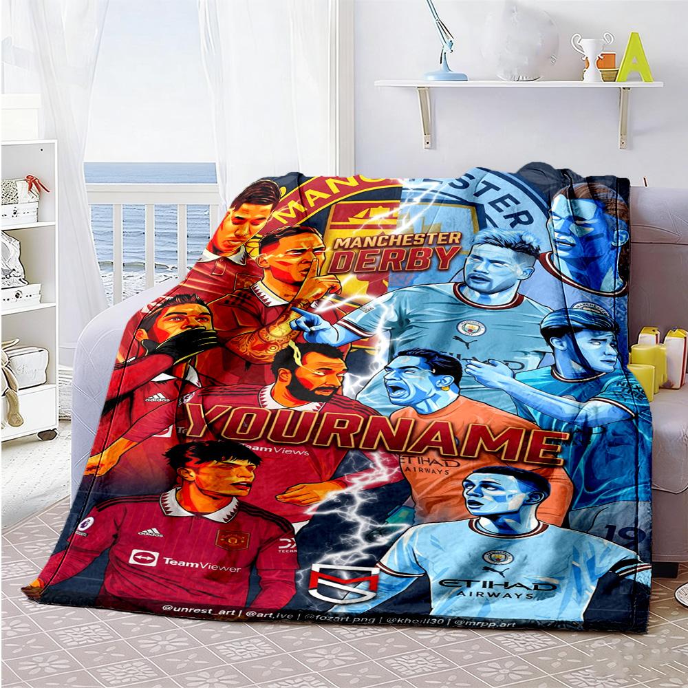 Manchester Personalized Name Blanket Cozy Personalized Blanket Soft & Cozy for Bedding Bed Office Chair Chair for All Occasions