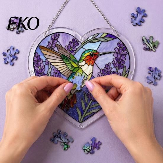 DIY Stained Glass Craft Acrylic Puzzle Suncatcher, Colorful Window Hanging Pendant, Heart Shape Style Sun Catcher Decoration, Ideal for Home