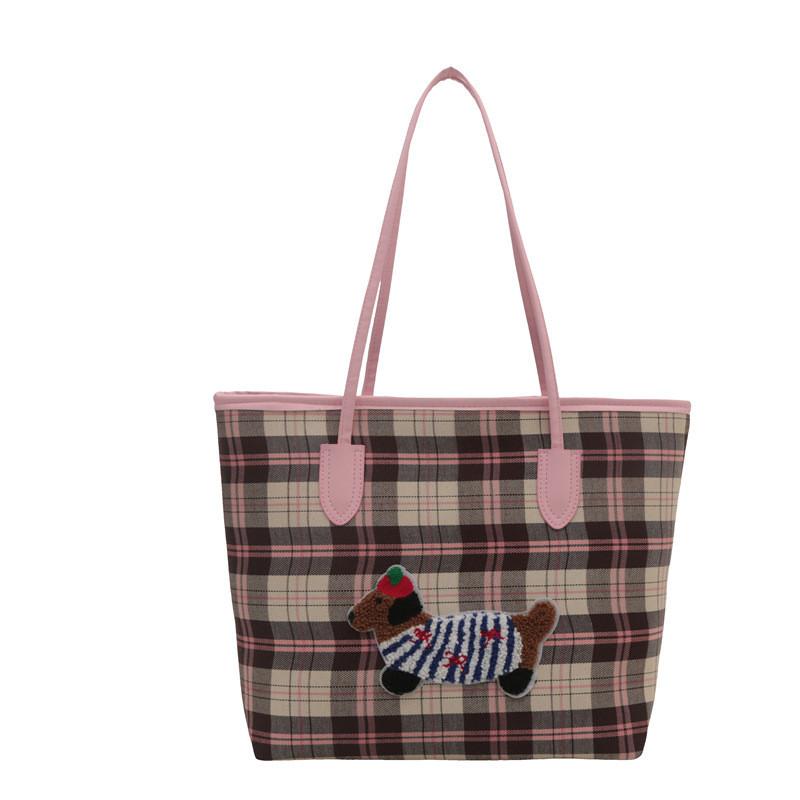 Chic Urban Minimalist Large Tote Handbag For Women Featuring Trendy Plaid Design