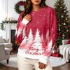 Women's Casual Long Sleeve Christmas Graphic Crewneck Sweatshirt Pullover Top for Holiday Wear