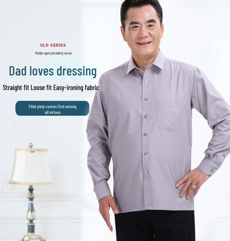 Frühlingslockere gestreifte Langarmhemden für Männer mittleren und höheren Alters