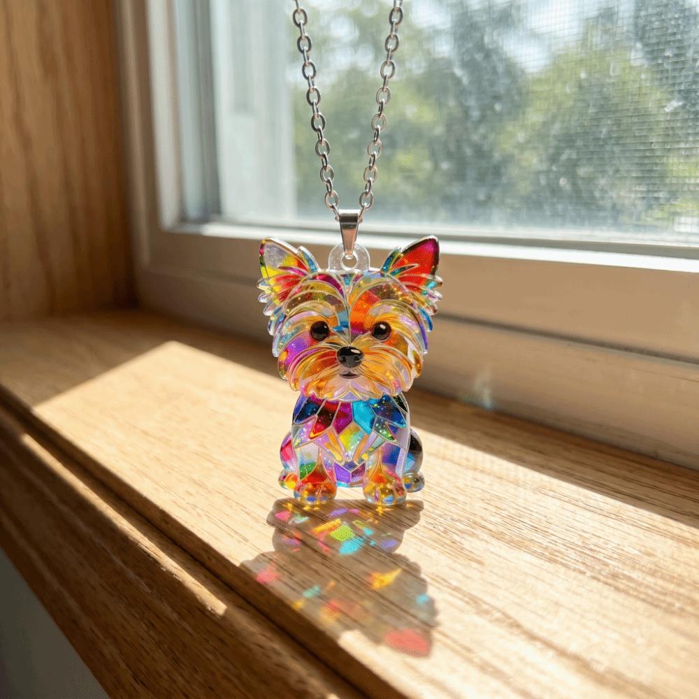 Freundschaft Yorkshire Terrier Halskette Acryl Hund Anhänger Halskette Süße Lange Pullover Kette Damen