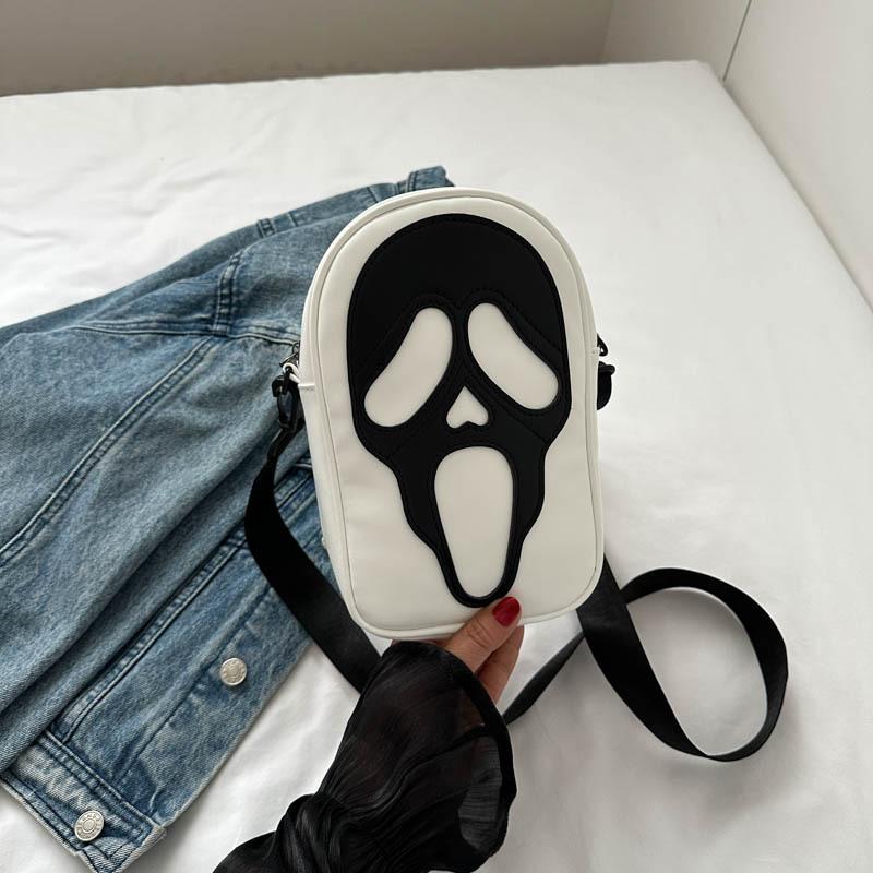 Crossbody bag men and women niche design personality trend funny ghost skull shoulder bag soft phone small satchel