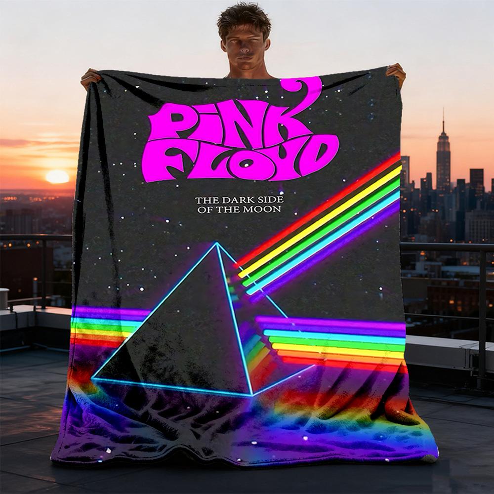 1pc Pink Floyd Outdoor Flannel Blanket, Cozy & Warm Soft Te Playful Design, Napping Camping,