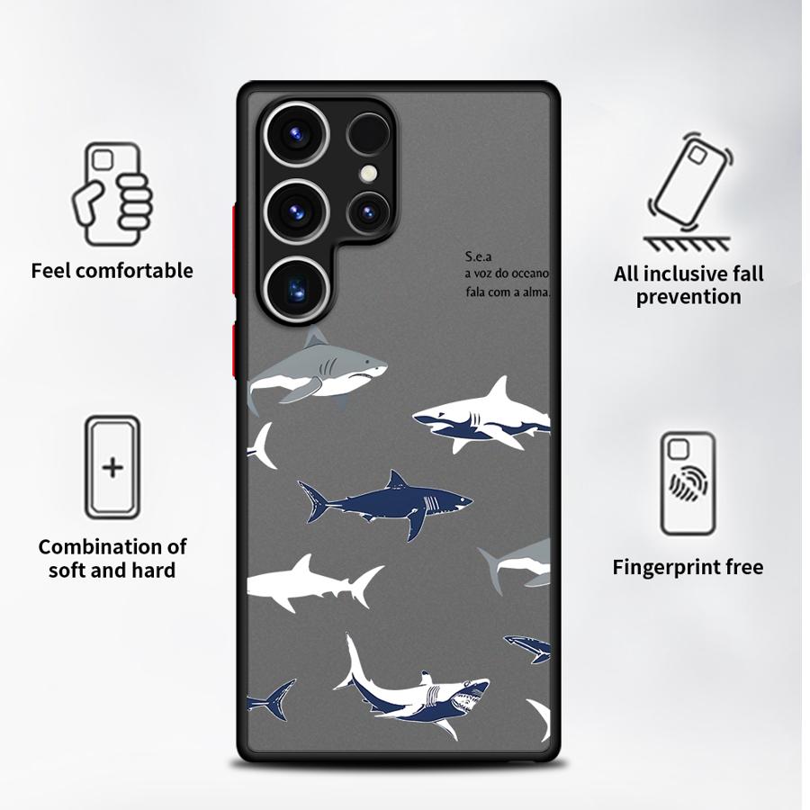 Case for Samsung Galaxy S25 Ultra S22 S24 Plus Note 20 Ultra 10+ S23 FE S26 S21 S20 FE Funda Back Phone Cover Cartoon Shark
