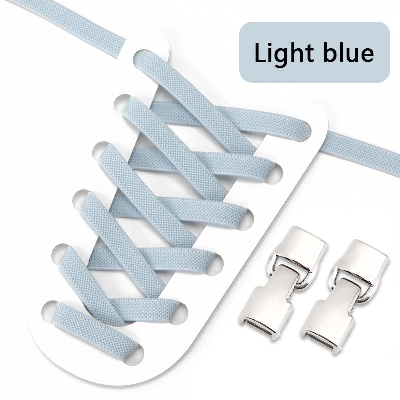 1 Pair Flat Shoelaces Metal Buckle Lock Elastic Shoe Laces Without Ties Sports Enthusiasts Lazy Shoes Lace Accessories
