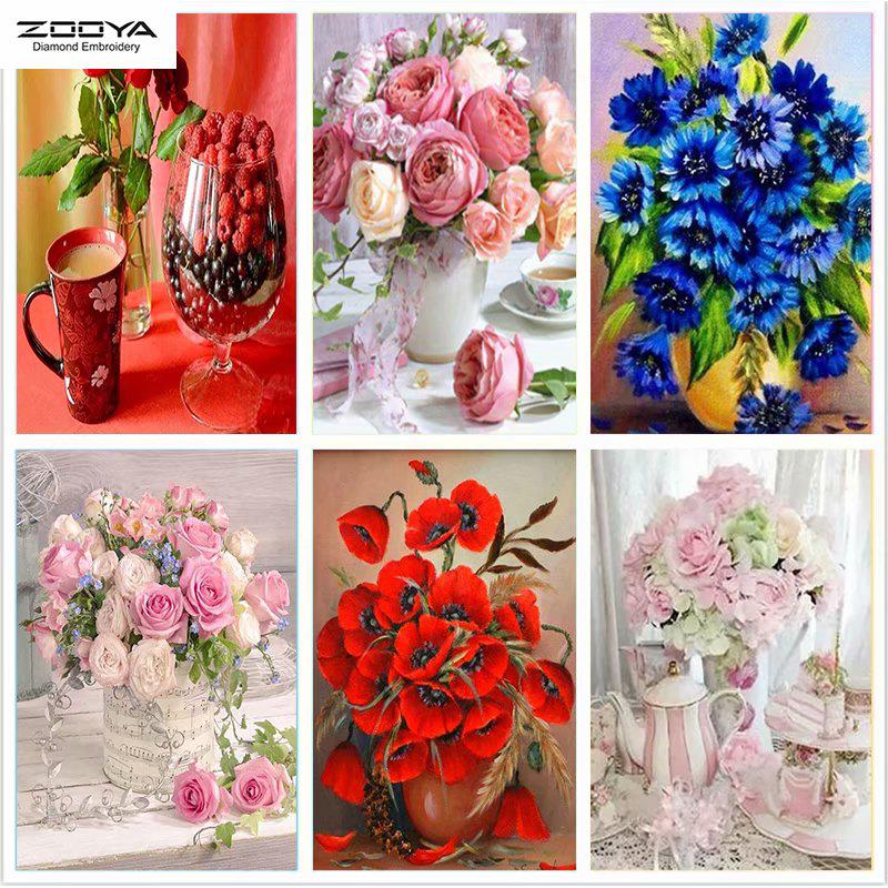 

ZOOYA DIY Полный дрель Алмазная картина Цветы Искусство Вышивка Крестом Мозаика Домашний Декор Подарок