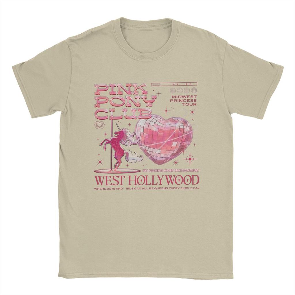 Men's T-Shirt Chappell Roan Pink Pony Club Awesome Pure Cotton Tee Shirt Short Sleeve T Shirts Crewneck Clothes Birthday Present