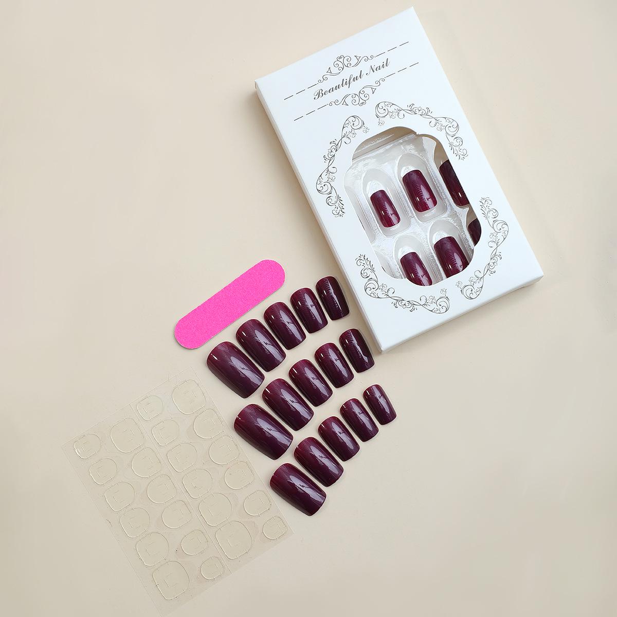 

Short Square Solid Color Wearable Nail Art Tips with Removable Adhesive Patches