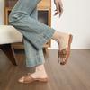 Niche Retro Oblique Square Head Open Line Belt Buckle Low Heel Cool Slippers Summer Women