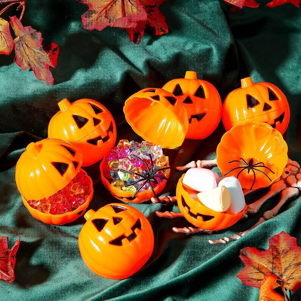 Halloween Toy 12/48PCS Mini Empty Filler Pumpkin Storage Box Container DIY Gifts Holder Party Favors Decorations