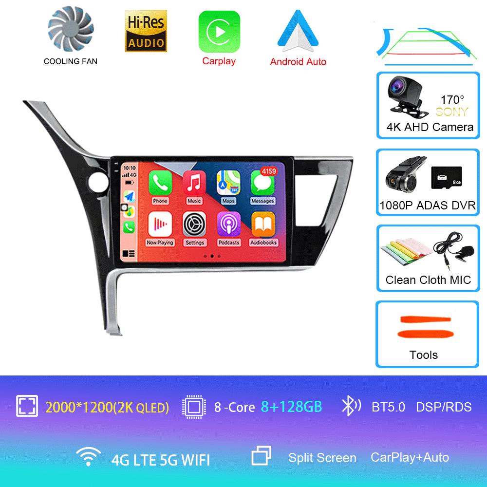 Android 14 Car Stereo Radio For Toyota Corolla 2017-2019 Multimedia Video Player Carplay GPS Navigation 4G WIFI 2 Din 360 Camera