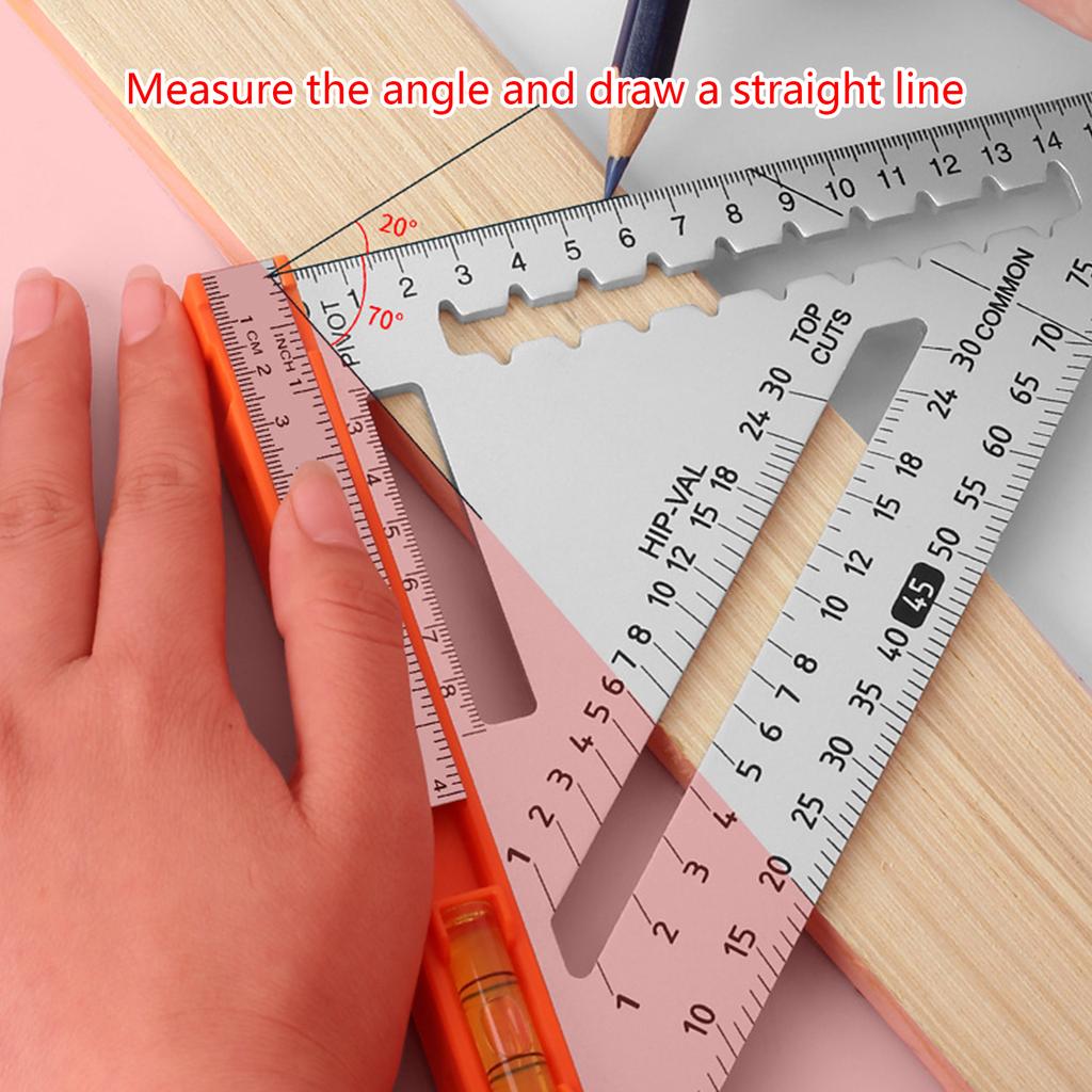 Carpenter Square Multifunctional Protractor Angles Try Square 45 & 90 Degree Angles Marking Gauge with Level & Ruler