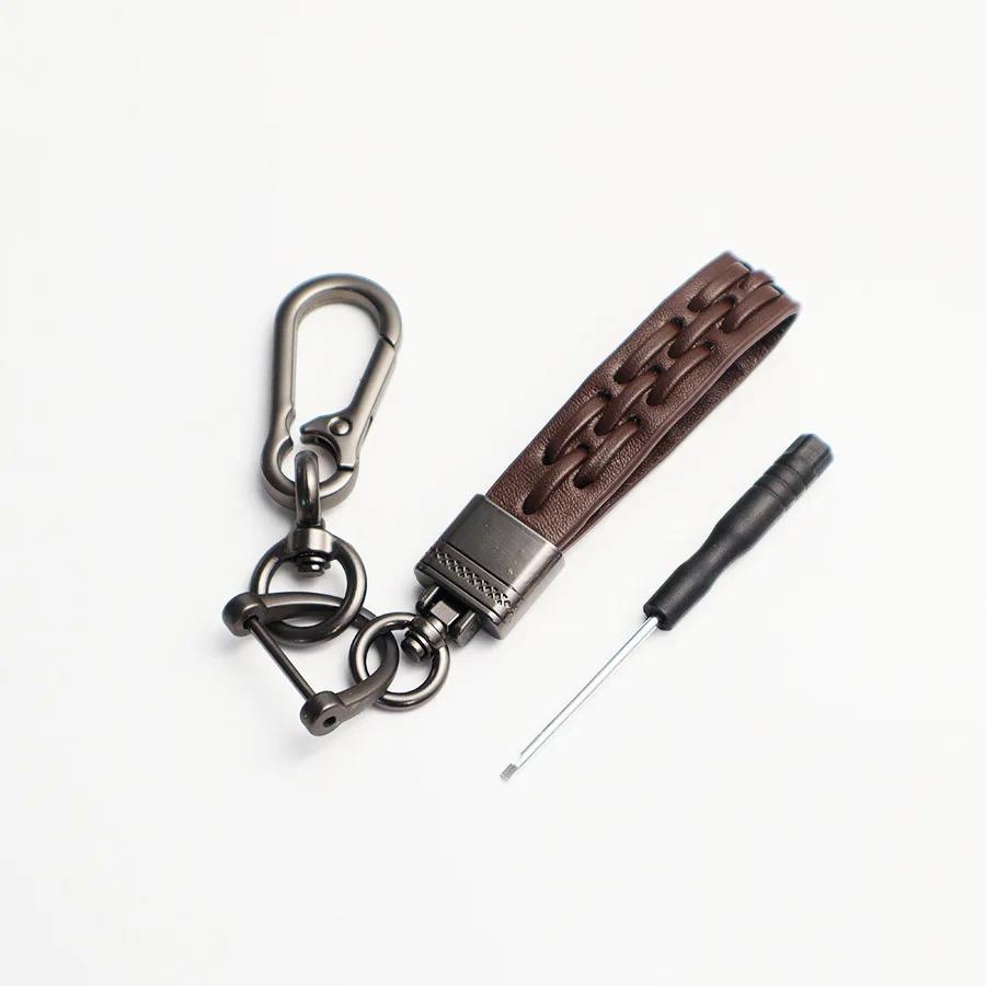

Leather Cord Car Keychain Metal Leather Men Women Gunmetal Buckle Car Key Ring Holder Gift Fashion Key Ring Key коричневий