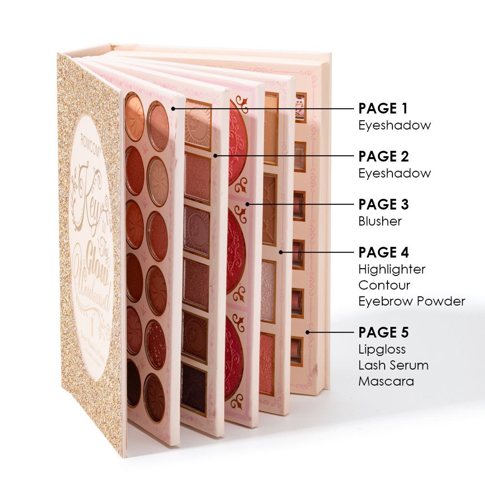 ROMCOM Key to Thy Glow Ongeoefend Alles-in-één Make-up Boek Palet Oogschaduw Blusher Highlighter Contour Wenkbrauwpoeder Lipgloss en Mascara Cadeauset