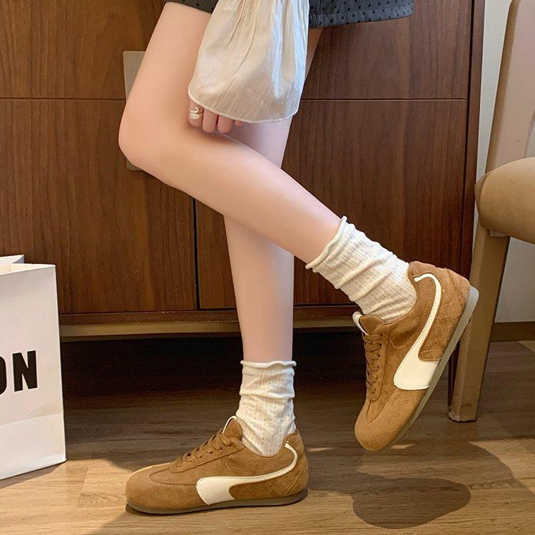 

Spring 2025 new German training shoes women s niche design sense versatile casual sports shoes women s soft-soled single shoes 40 верблюд