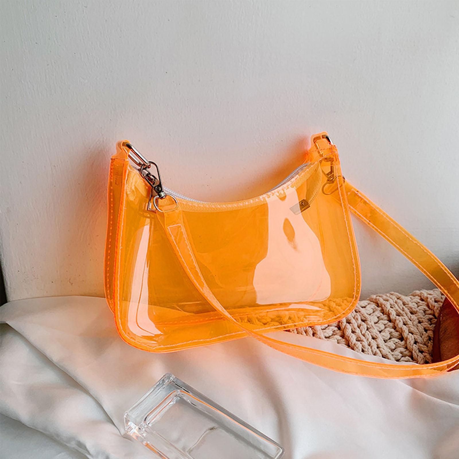 Модная винтажная женская однотонная прозрачная сумка через подмышку — фото 10