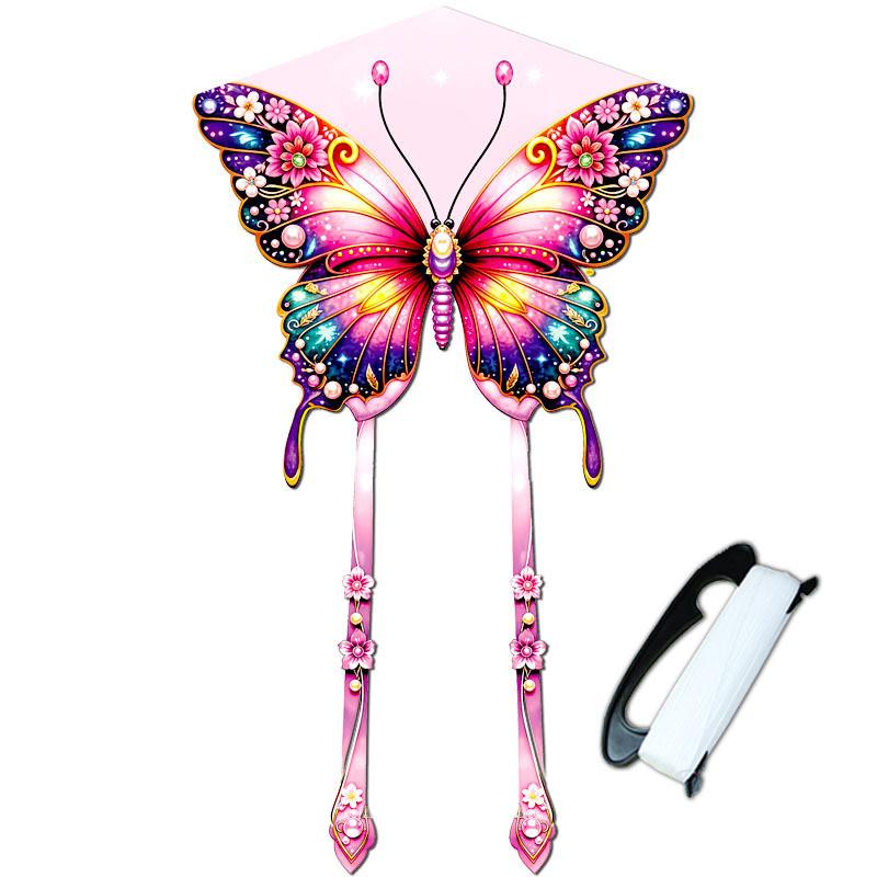 Cartoon Butterfly Kite With Grid Fabric For Kids Outdoor Flying Gift For Holidays красный
