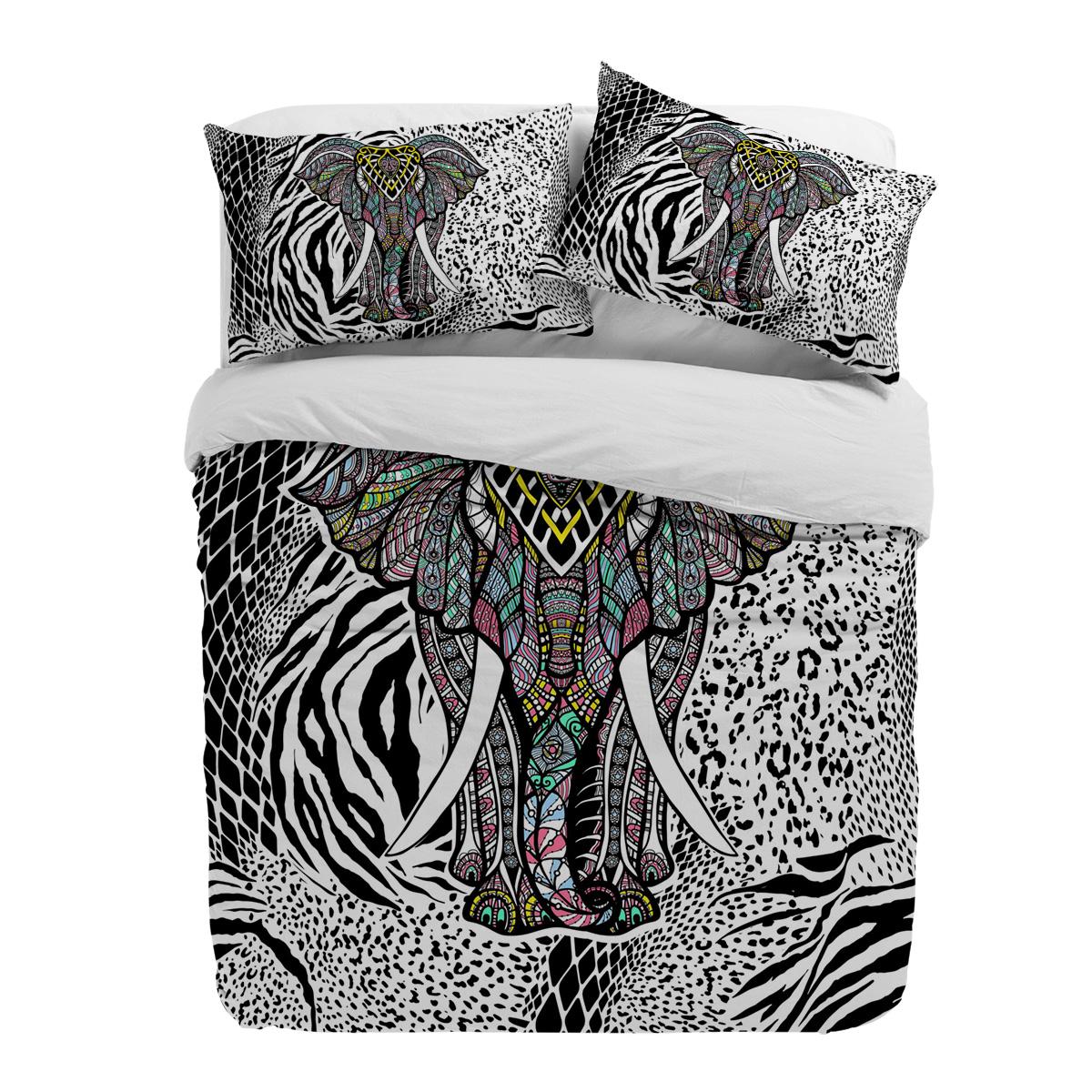 

Animal Elephant Mandala Zebra Texture Duvet Cover With Pillow Case Custom 3pcs Bedding Set Quilt Cover Double Bed Home Textile (135x200cm)
