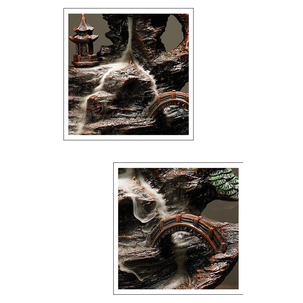 Resin Mountain Shape Smoke Waterfall Backflow Incense Burner Censer Holder Decor Aromatherapy Furnace Aromatic Office Home Craft