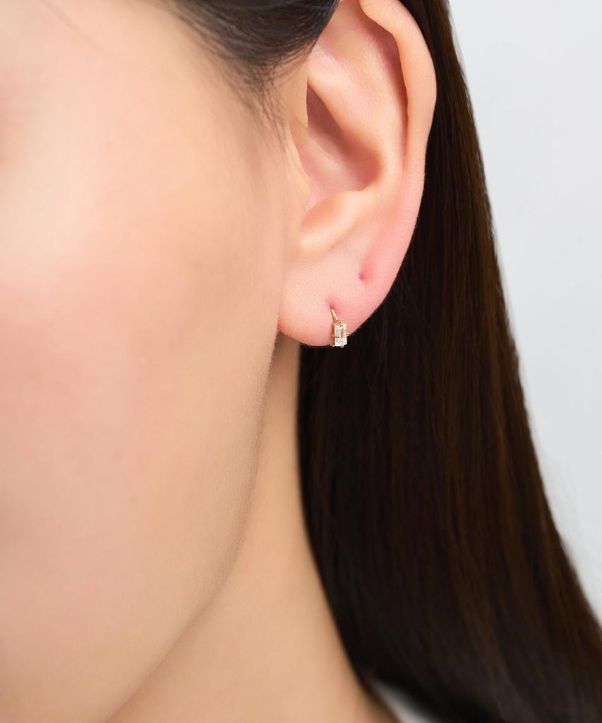 Lloyd Classic Baguette Stone 14K Gold One-Touch Half Earrings Lofp1009G