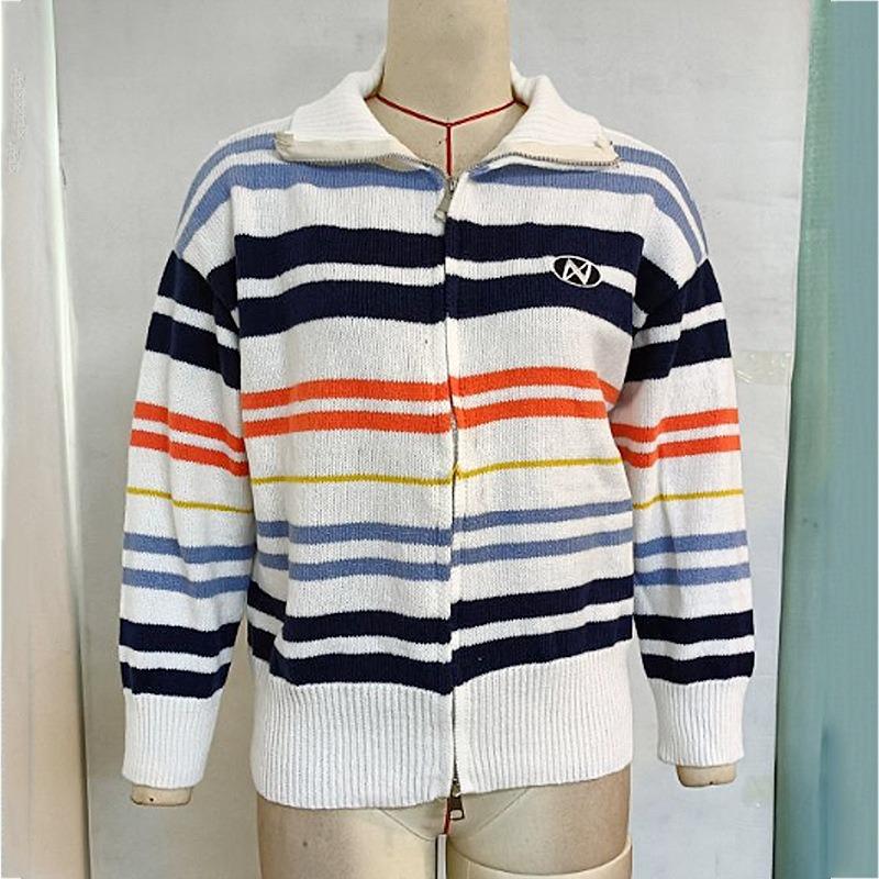 Women's New Spring Cardigan Collision Splicing Lapel Long-sleeved Outer Knitwear