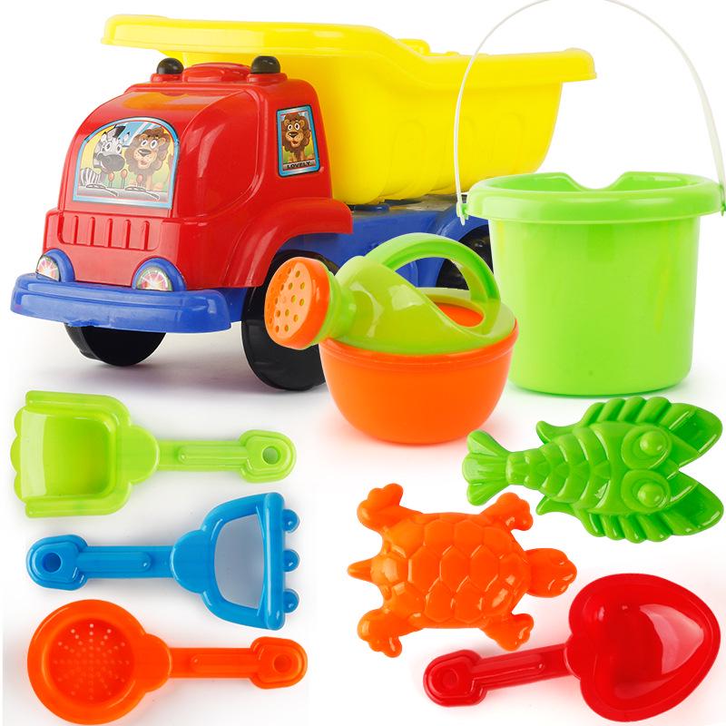 Children's Beach Toy Set: Sand Car, Sandglass, Bucket, and Play Tools for Parent-Child Interaction