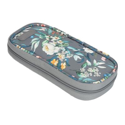 Insulin Cooler Case Portable Insulin Pen Cooling Bag Diabetes Supply Carrying Case for Travel Grey Camellia Flower