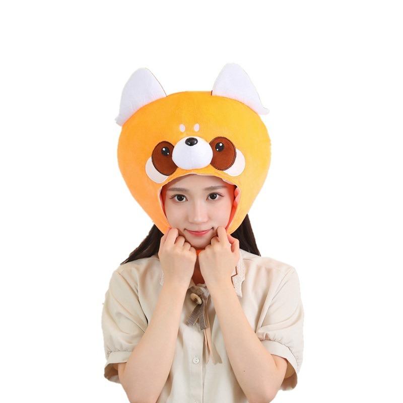 Short-haired orange raccoon hood hat, photo props, photo props, cartoon headgear, photo props