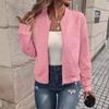 Autumn Winter Solid Color Zipper Jacket Baseball Collar Casual Coat for Women Long Sleeve Jackets & Coats