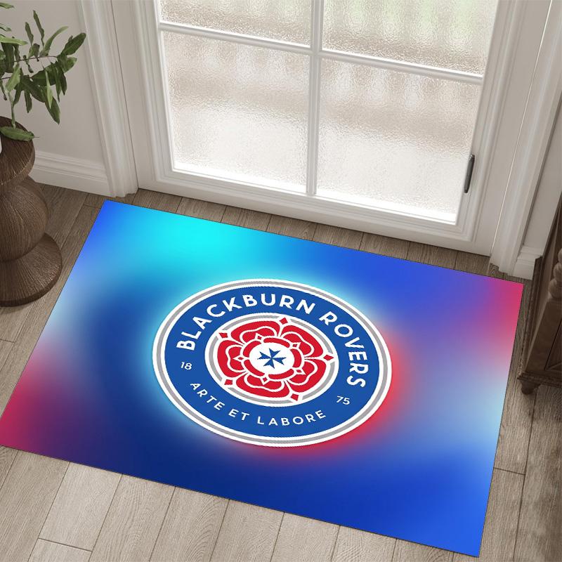 Blackburn Rovers Football Design Crystal Velvet Carpet Cozy Non?Slip Printed Rug For Bedroom Living Room Entrance