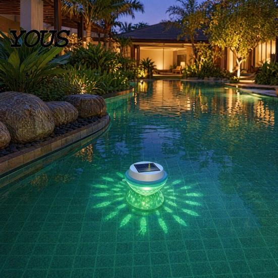 Solar Powered Swimming Pool Light Floating Light, with Dynamic Fish Projection, Color-Changing LED Lights Projection Waterproof for Pools