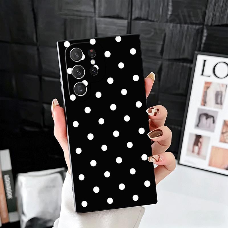 Polka Dots Art Fashion Desgin Soft Phone Case for Samsung Galaxy S26 S25 Edge S24 Ultra S23 Plus S22 S21 FE S20 Black Cover Back