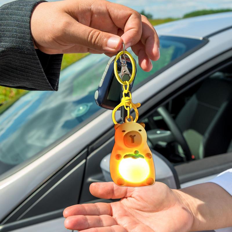 Cute Capybara Keychain With Lighted Creative Luminous Capibara Anime Lighting Keyring Mini Doll Capybara Keyring accessories