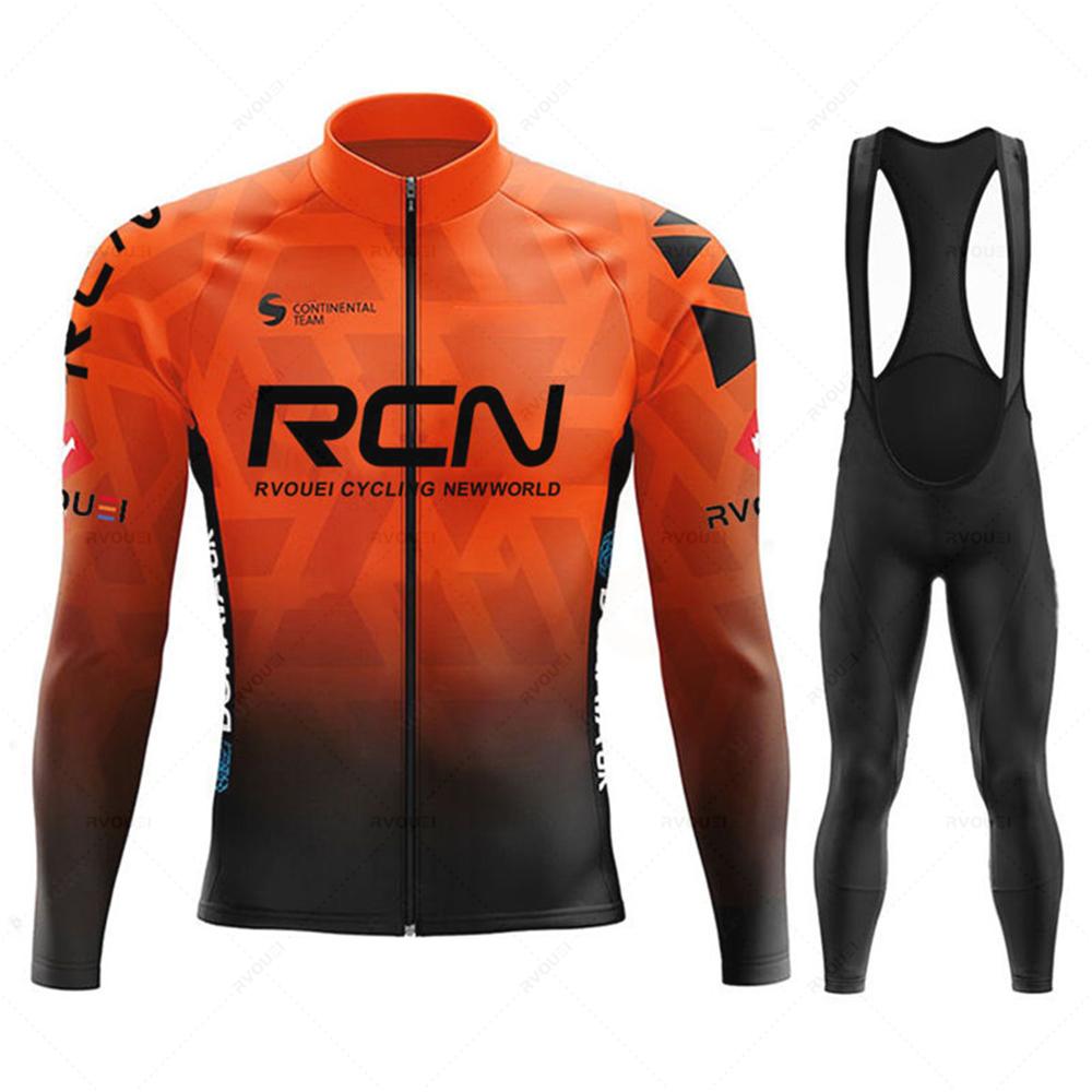New 2026 Rcn Team Autumn Cycling Jersey Set Rvouei Men Long Sleeve Bicycle Clothing MTB Maillot Bike Uniform Bib Ropa Ciclismo