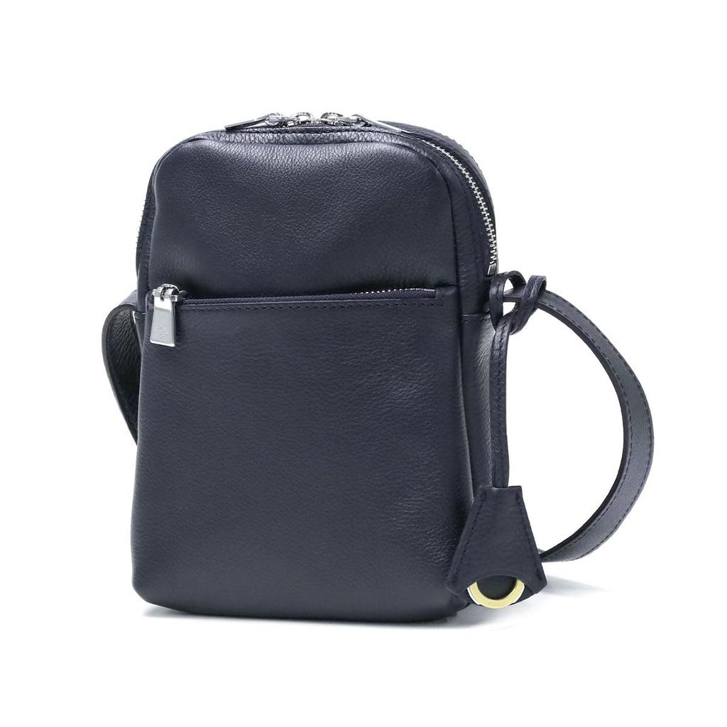 aniary 07-03005 Shoulder Bag Navy Leather Compact Crossbody with Keyring