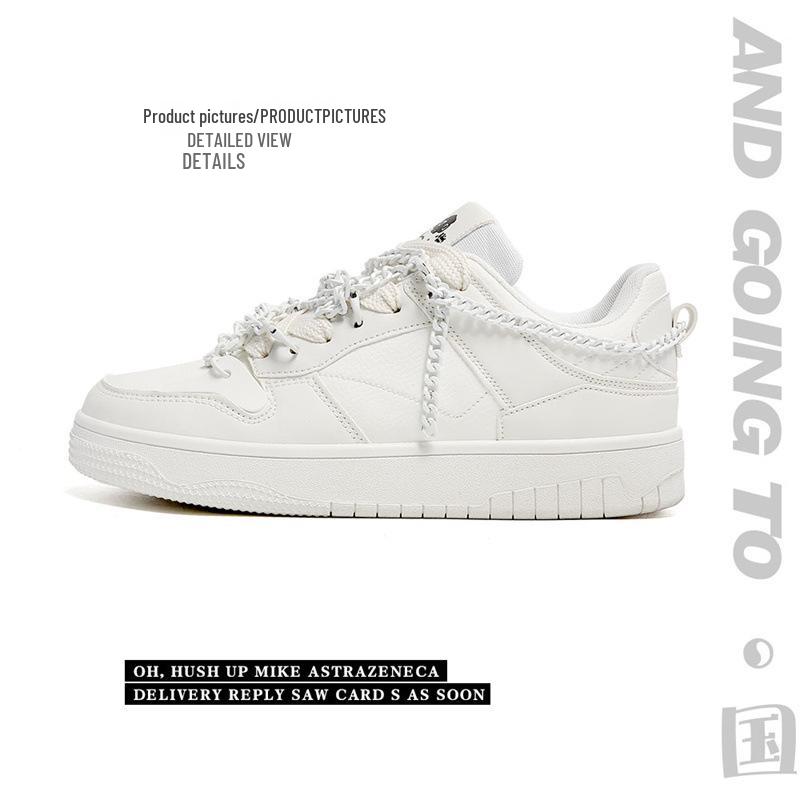 Men s White Thick Sole Skate Shoes - Trendy Spring Sneakers for Couples 39