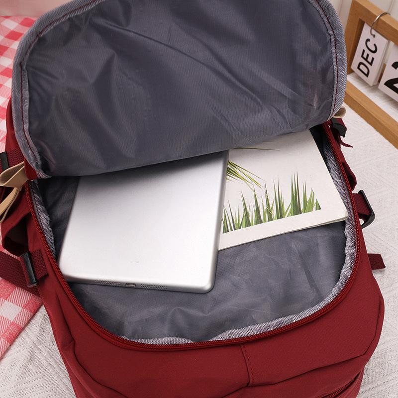 Schoolbag Female Middle School Students Large-capacity Simple Solid Color Backpack Junior High School Students College Students Backpack