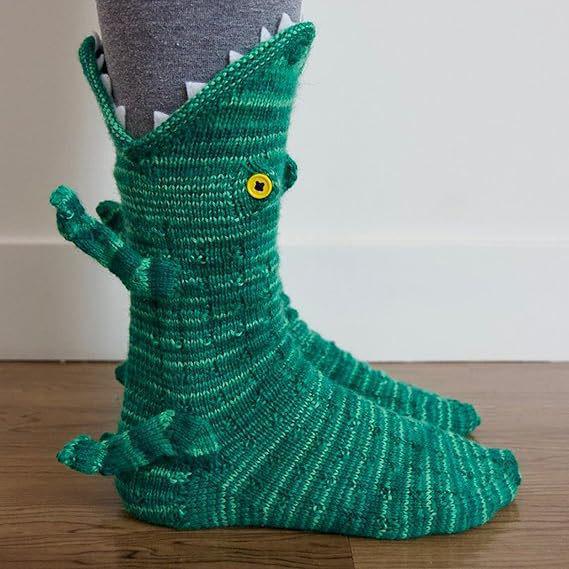 Christmas Knit Crocodile and Shark Floor Socks - Cozy and Warm, Hot Item