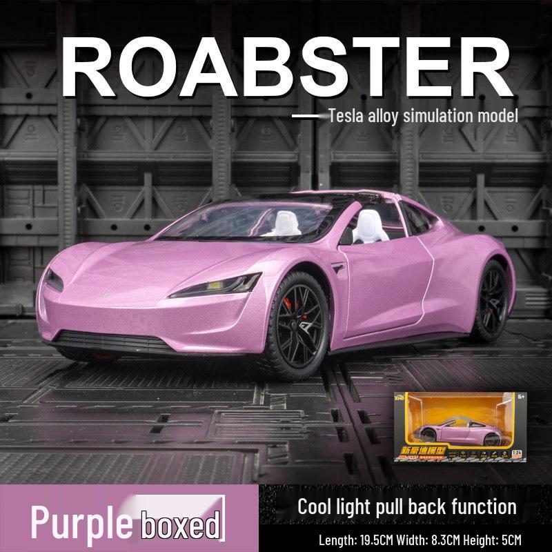 

Модель спортивного автомобиля Tesla Roadster из сплава для симуляции со звуком, светом и инерционным механизмом для детей фиолетовый