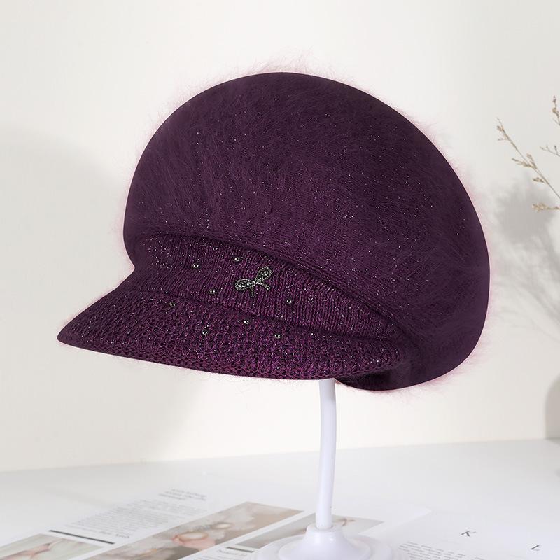 

New autumn and winter wool hat women s big head circumference knitted hat fleece warm casual versatile pullover cold hat average size (56-58cm)