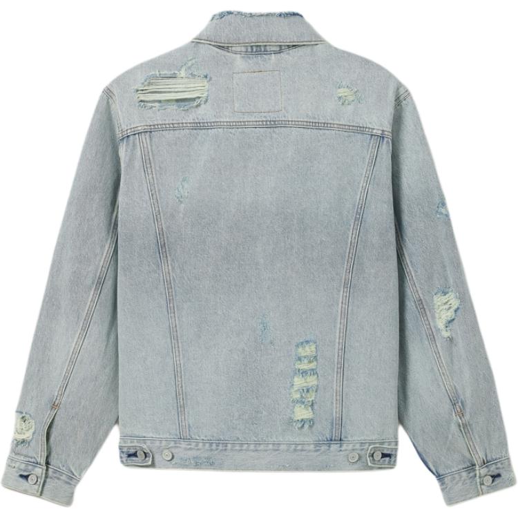 Levis Type 3 Collar Distressed Single Button Long Sleeve Denim Jacket Men Jackets Light-Blue 0016X-0000