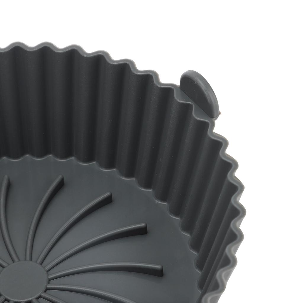 Grey 8.7 Inch Silicone Air Frying Liner Heat Proof Safe Reusable Round Shape Air Frying Basket Silicone Mat Bowl for