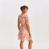 European and American new floral dress V-neck ruffle edge waist strap medium and long holiday beach dress