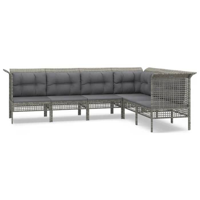 VidaXL Salon de Jardin avec Coussins 6 pcs, Ensemble de Meubles de Terrasse, Mobilier d'Extérieur, Canapé de Patio, Moderne, 3187515