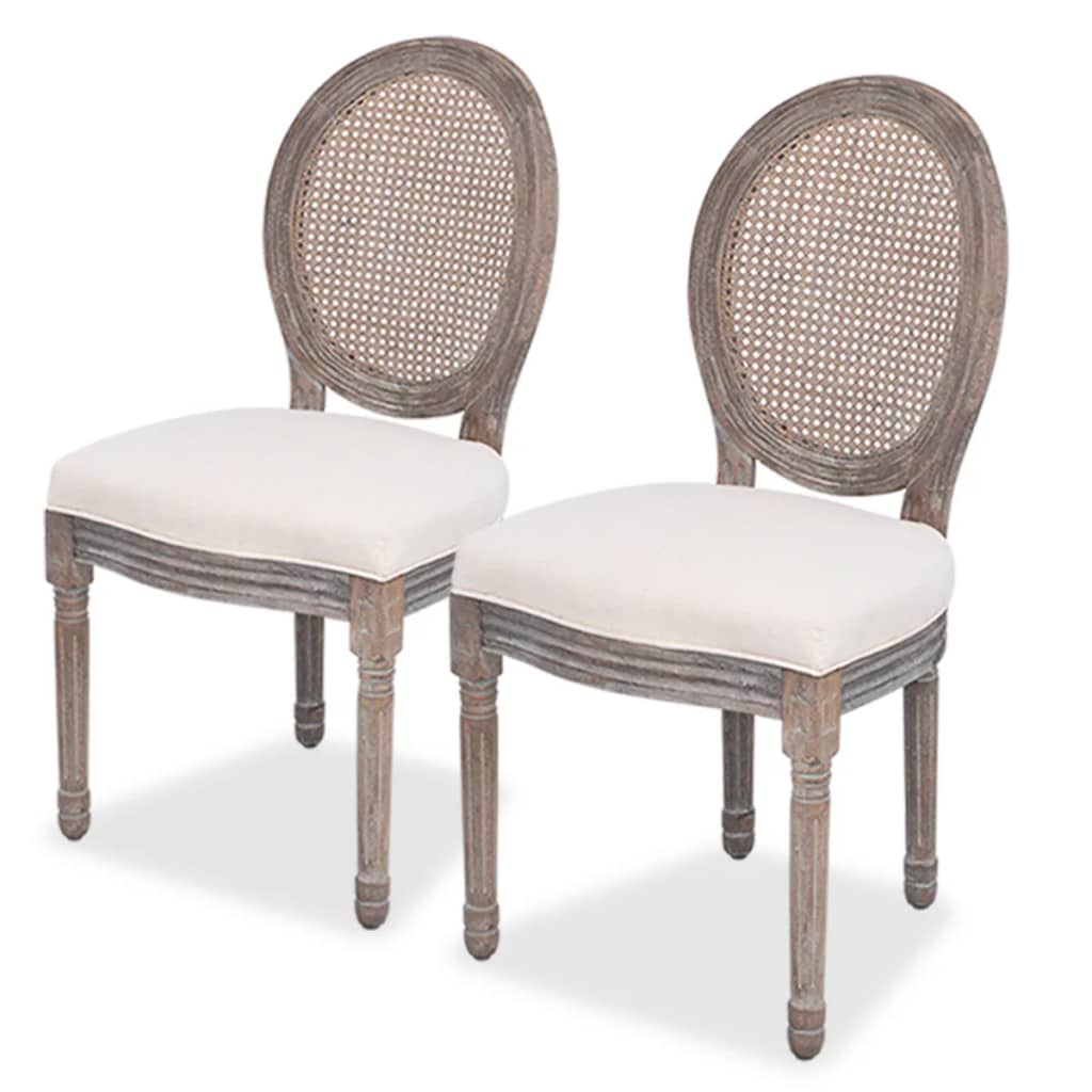 vidaXL Esszimmerstühle 2 Stk. Creme Stoff creme